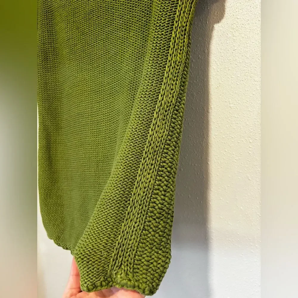 Tory Burch Chunky Knit Short Sleeve Sweater | XS | Moss Green